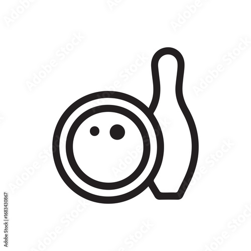 A ball and a pin black icon and white image of a bowling