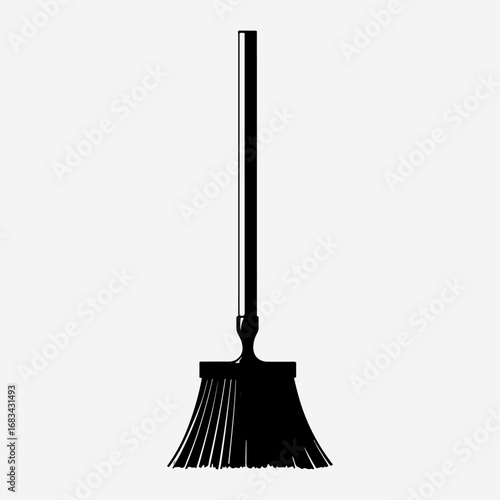 Mop Silhouette Simple Flat Black Icon Set, Mop Drawing Minimalist Isolated Graphic Vector Design