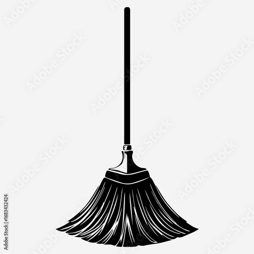 Mop Silhouette Simple Flat Black Icon Set, Mop Drawing Minimalist Isolated Graphic Vector Design