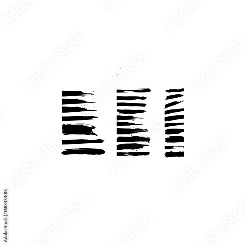 Collection of black brush stroke elements and shapes isolated on white background isolated on transparent background silhouette 