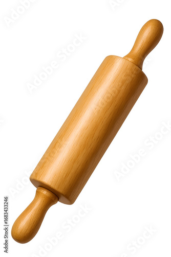 Wooden Rolling Pin Isolated on Gradient Background