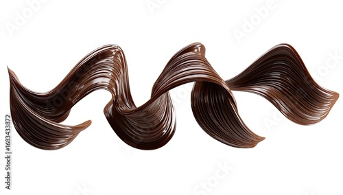Dark chocolate swirls against white background