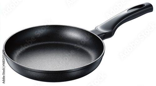 Black frying pan, handle,  isolated