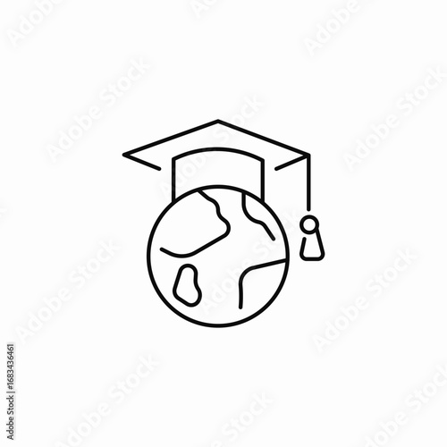 globe with cap icon sign vector