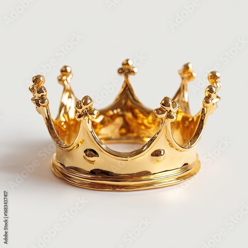 Golden crown ornament on a plain background