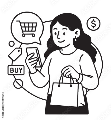 Young woman shopping online with smartphone