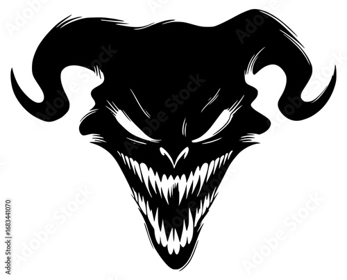 Halloween demon stares with open mouth