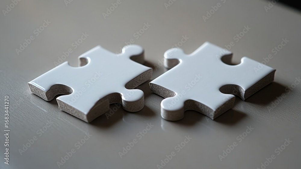 Obraz premium Two Isolated White Puzzle Pieces