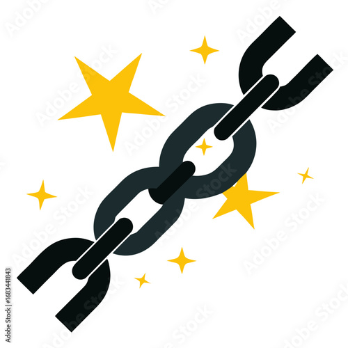 Strong chain links with sparkling stars