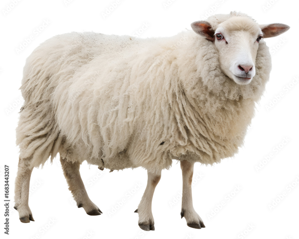 Fototapeta premium fluffy white sheep isolated on transparent background