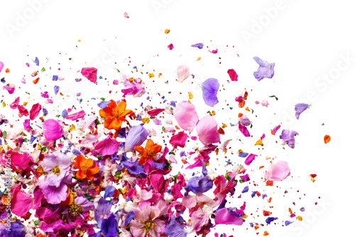 Colorful flower petals exploding in a vibrant array