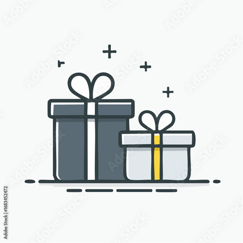 Simple vector icon illustration of two gifts