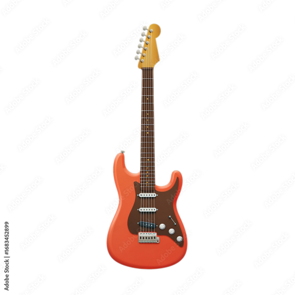 Obraz premium Photo of orange electric guitar isolated on transparent background