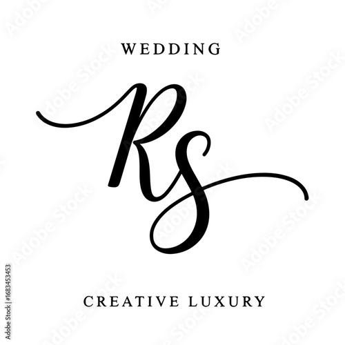 R&S Monogram logo, Minimalist Typographic Line Monogram Logo, RS Wedding monogram logo
