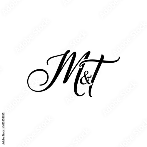M&T Monogram logo, Minimalist Typographic Line Monogram Logo, MT Wedding monogram logo
