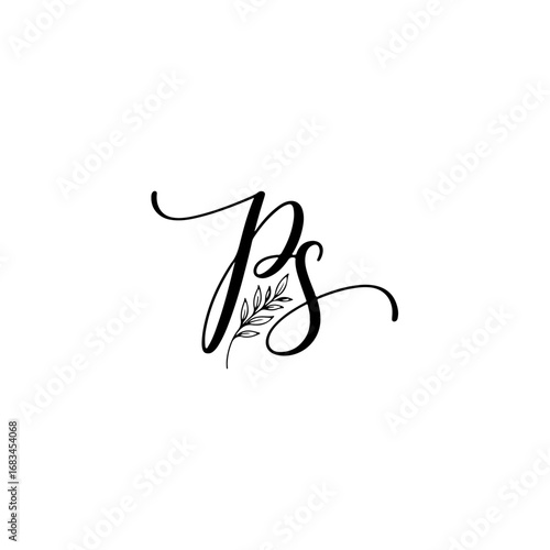 PS Monogram logo, Minimalist Typographic Line Monogram Logo, PS Wedding monogram log