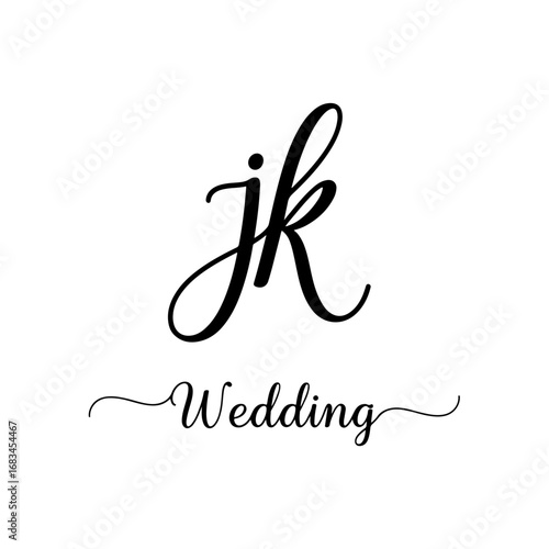 Typographic Line Monogram Logo, JK Wedding monogram logo