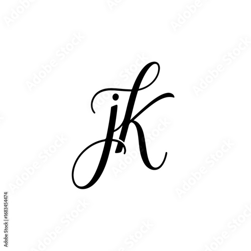 Typographic Line Monogram Logo, JK Wedding monogram logo