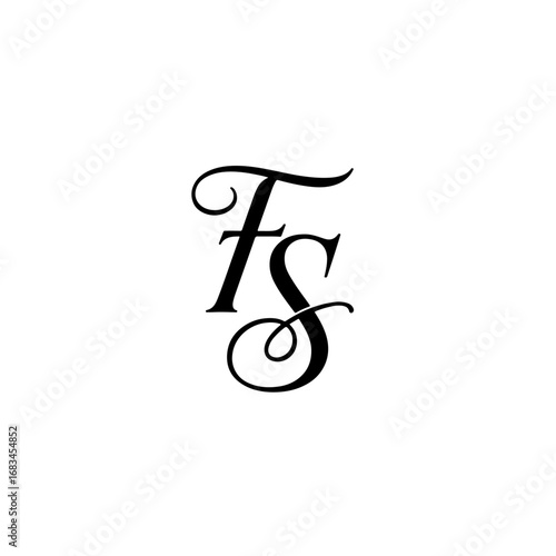 Minimalist Typographic Line Monogram Logo, FS Wedding monogram logo,