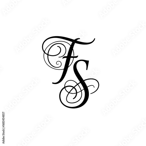 Minimalist Typographic Line Monogram Logo, FS Wedding monogram logo,