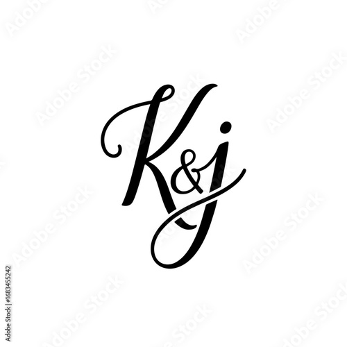 Minimalist Typographic Line Monogram Logo, KV Wedding monogram logo,