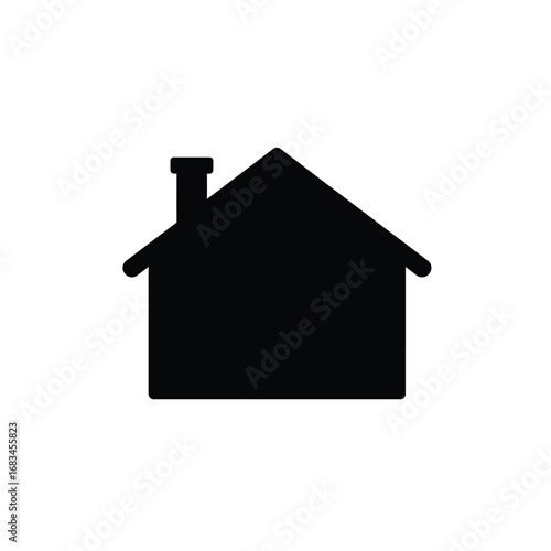Black house silhouette with chimney home building