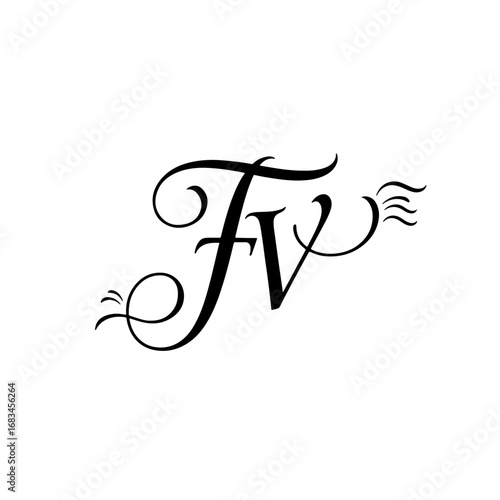 FV Monogram logo, Minimalist Typographic Line Monogram Logo
