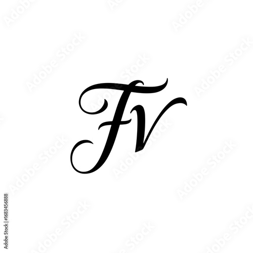 Minimalist Typographic Line Monogram Logo, FV Wedding monogram logo,