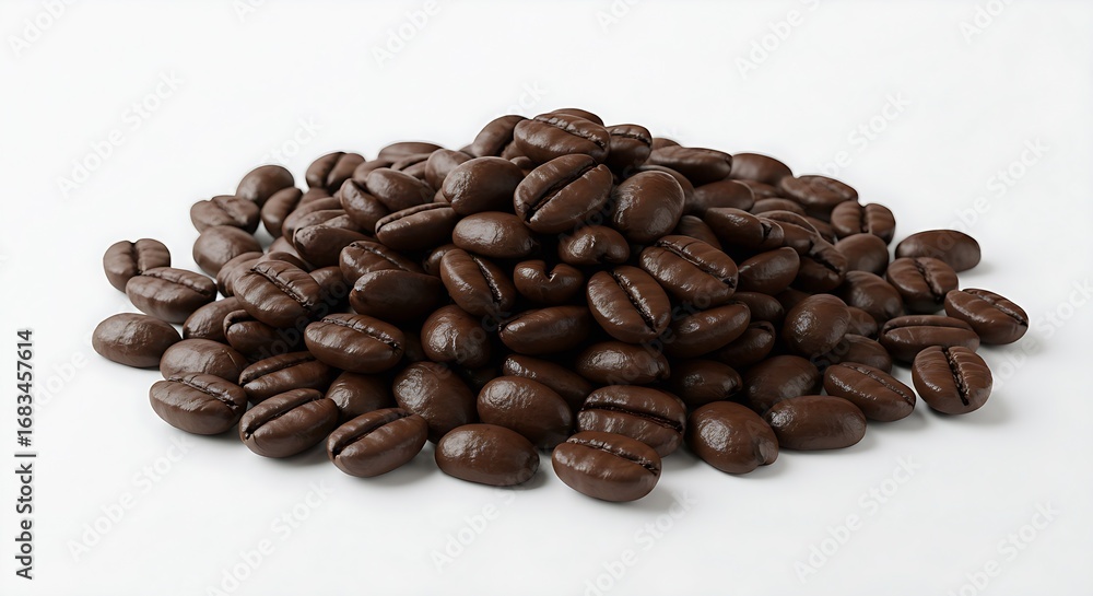 Naklejka premium Roasted Coffee Beans on a White Background
