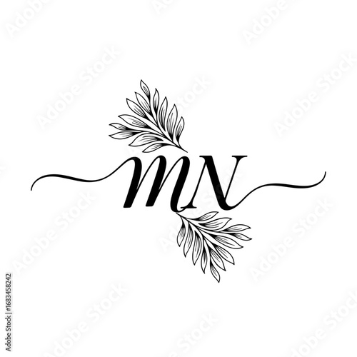 M&N Monogram logo, Minimalist Typographic Line Monogram Logo, MN Wedding monogram logo