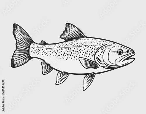 Trout fish in hand drawn strokes.Vector illustration.