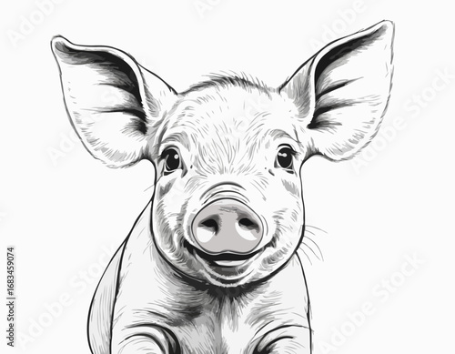 Wallpaper Mural Piglet portrait hand drawn sketch Farming and livestock Vector illustration. Torontodigital.ca