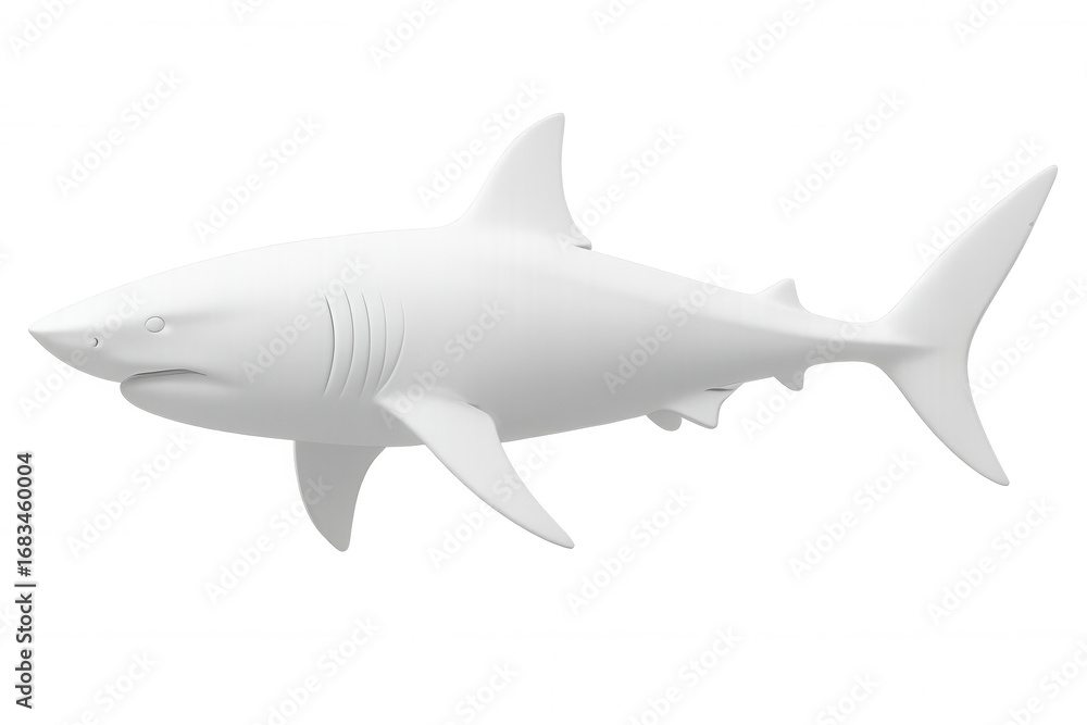 Obraz premium White shark swimming gracefully through the ocean, featuring a 3d render with a transparent background, highlighting its powerful presence