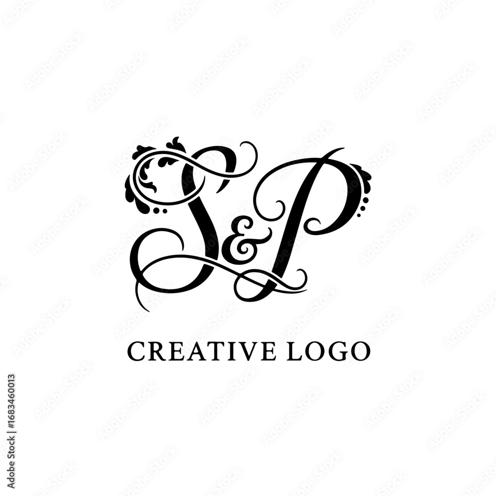Fototapeta premium SP Wedding monogram logo, SP Typography Initial Letter Brand Logo 