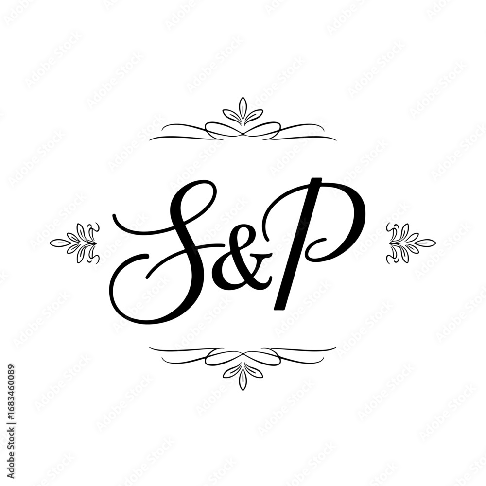 Naklejka premium SP Wedding Monogram Logo, SP Typography Initial Letter Brand Logo
