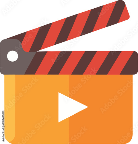 
"Clapperboard icon, filmmaking theme, minimalist design"
