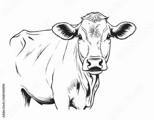 Farm cow hand drawn sketch illustration, Livestock