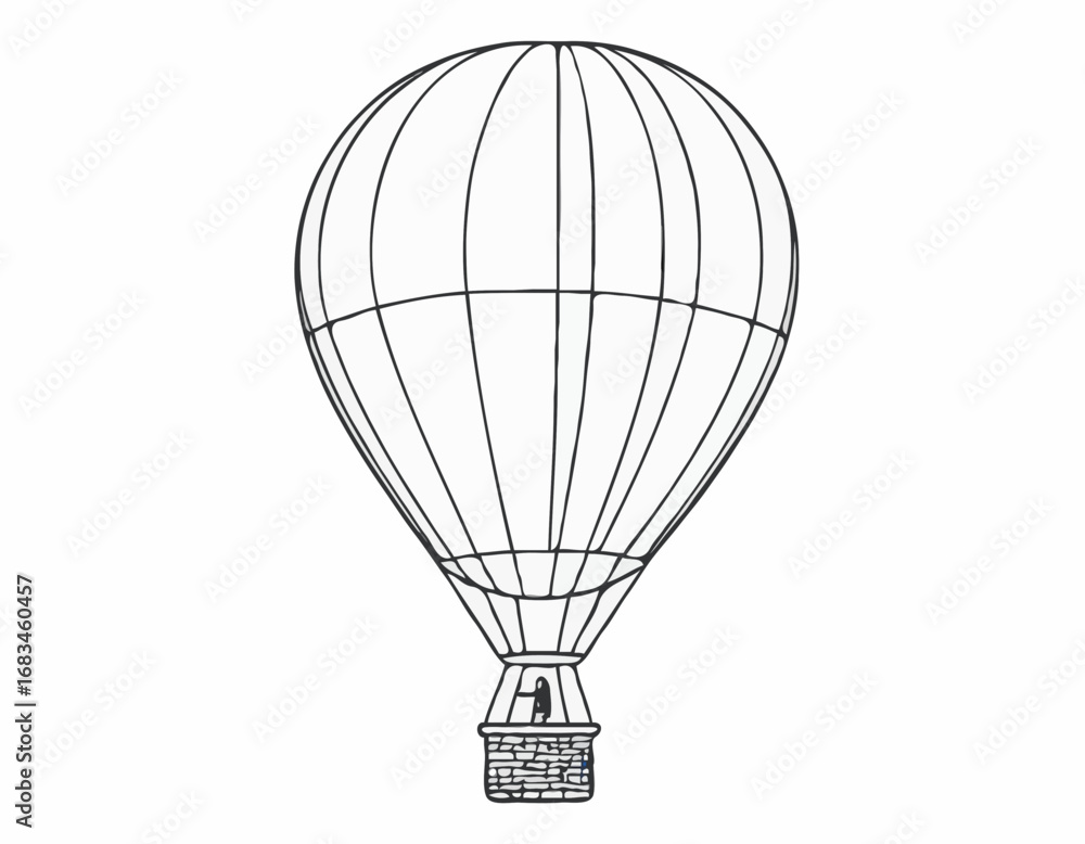 Obraz premium Hot air balloon aerostat sketch hand drawn Vector illustration.