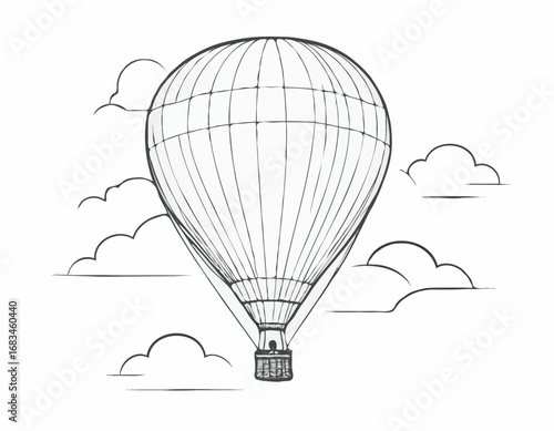 Hot air balloon aerostat sketch hand drawn Vector illustration.