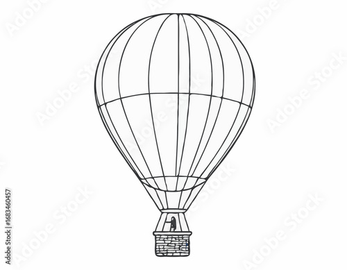 Hot air balloon aerostat sketch hand drawn Vector illustration.
