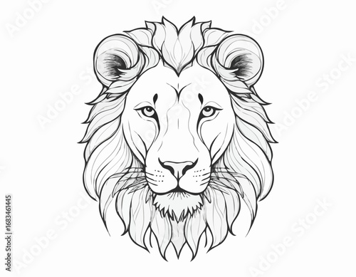 Lion portrait sketch hand drawn in doodle style Vector illustration Animal