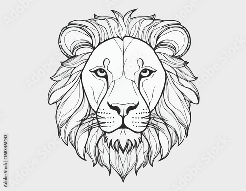 Lion portrait sketch hand drawn in doodle style Vector illustration Animal