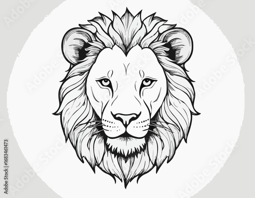 Lion portrait sketch hand drawn in doodle style Vector illustration Animal