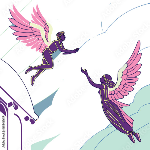 vector illustration of an angel with wings