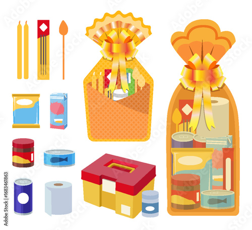 Set of offering dedicated to Buddhist monks.