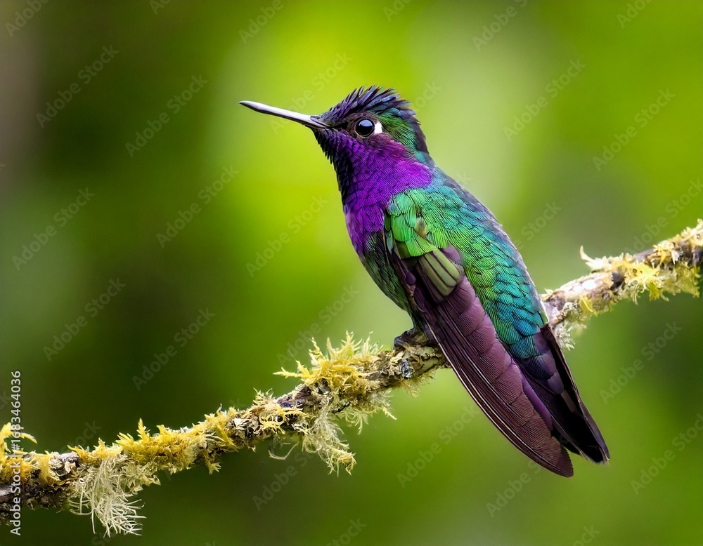 Fototapeta premium Colorful exotic birds perched on branches and feeders in vibrant natural backgrounds, featuring cardinals, parrots, finches, hummingbirds, woodpeckers, and tropical wildlife