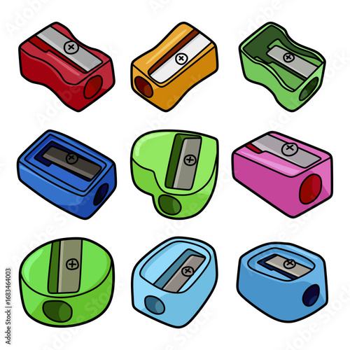 colorful cartoon pencil sharpeners set