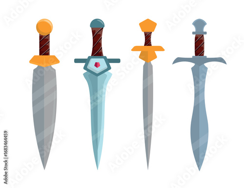 Types of cold weapons. Illustration of different daggers. EPS 10