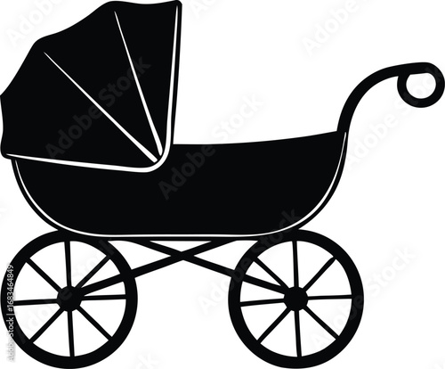  baby carriage silhouette vector.