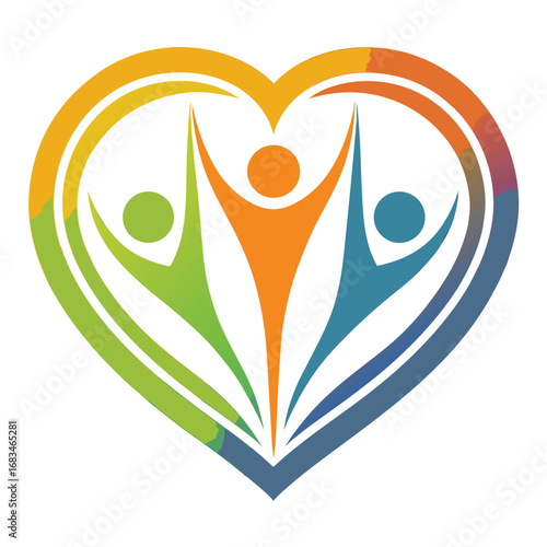 A romantic vector illustration of a colorful heart and a beautiful bird, a symbol of love and passion